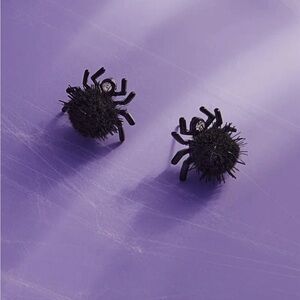 Black Fuzzy Spider Earrings